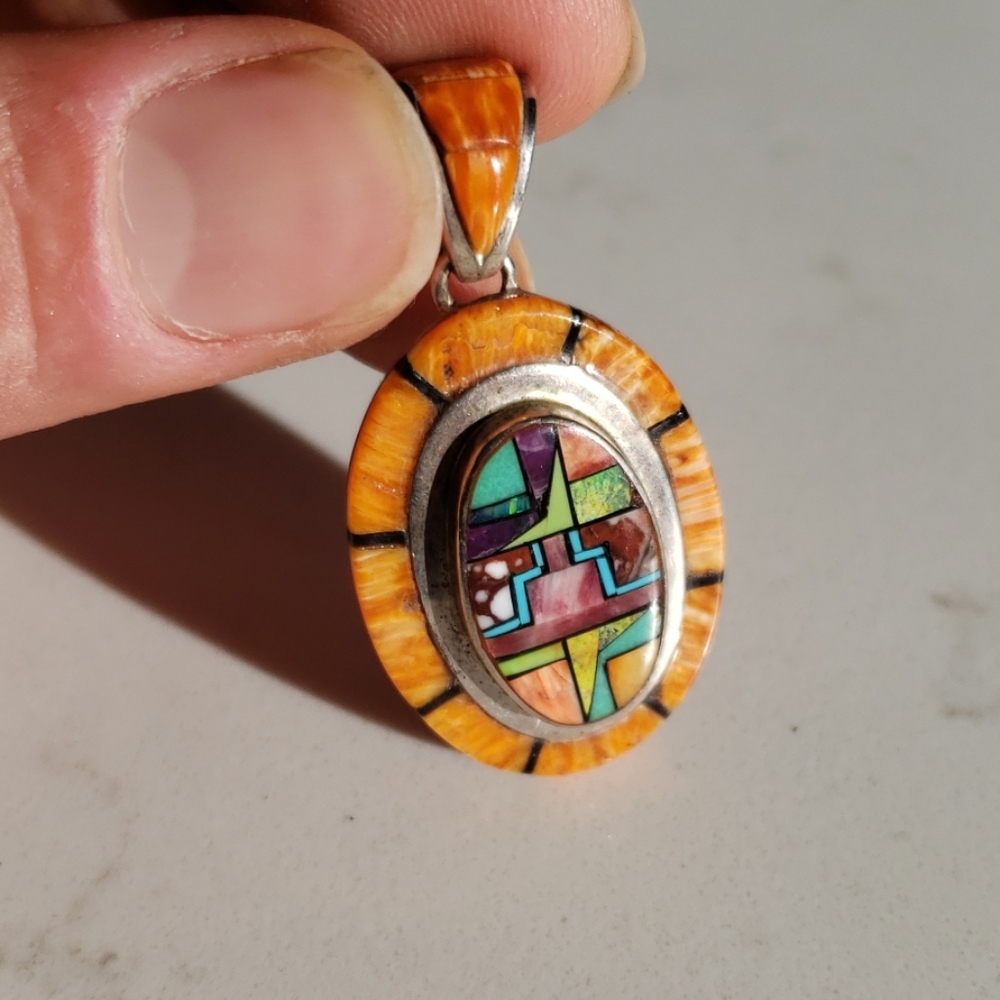 Sterling silver inlay pendant David Freeland Jr.